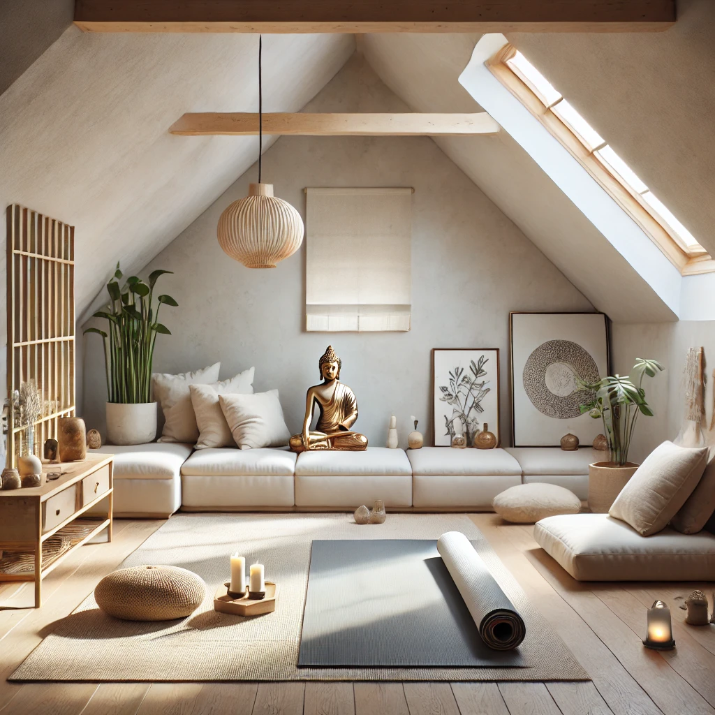 image of the small loft conversion Zen yoga studio