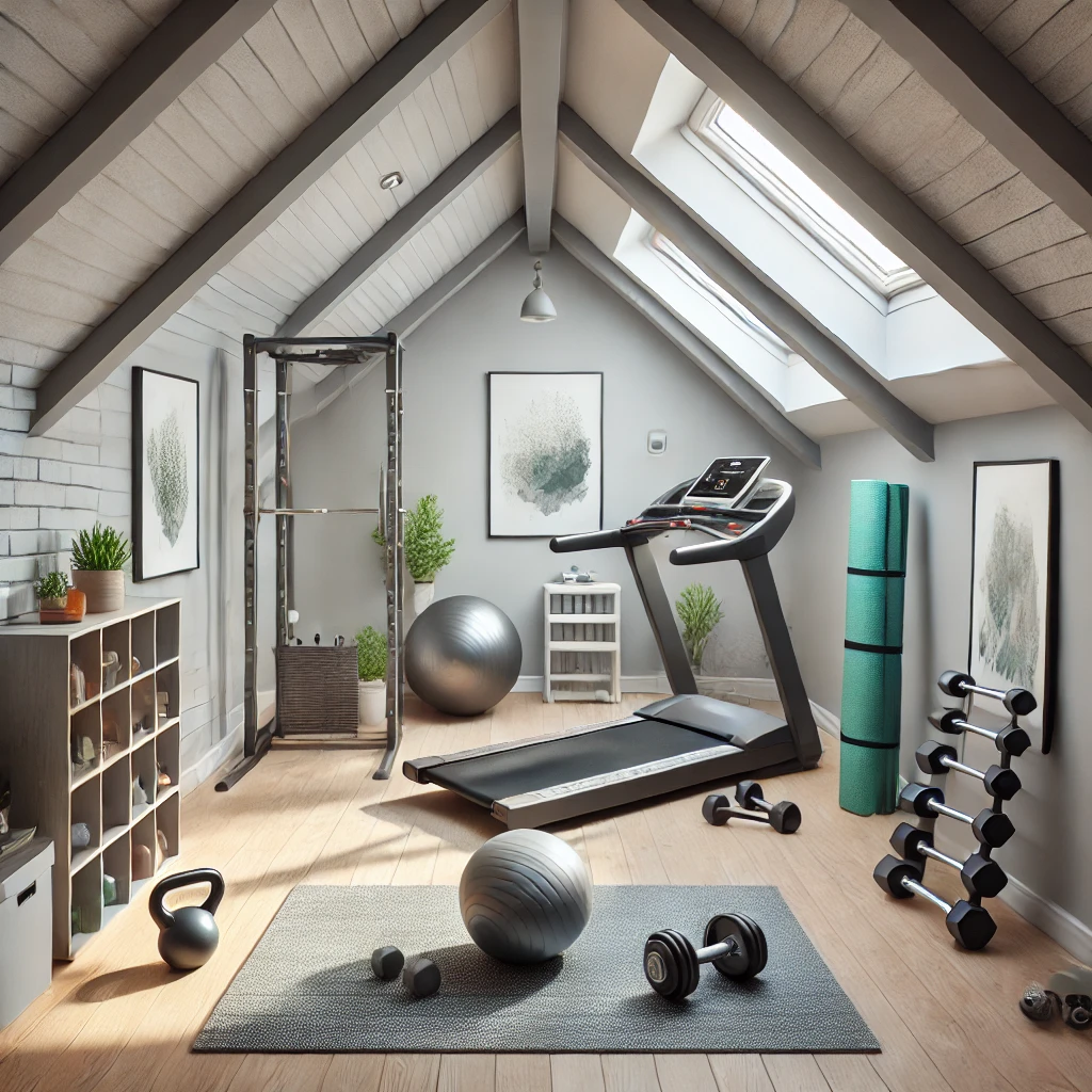 image of the small loft conversion mini home gym